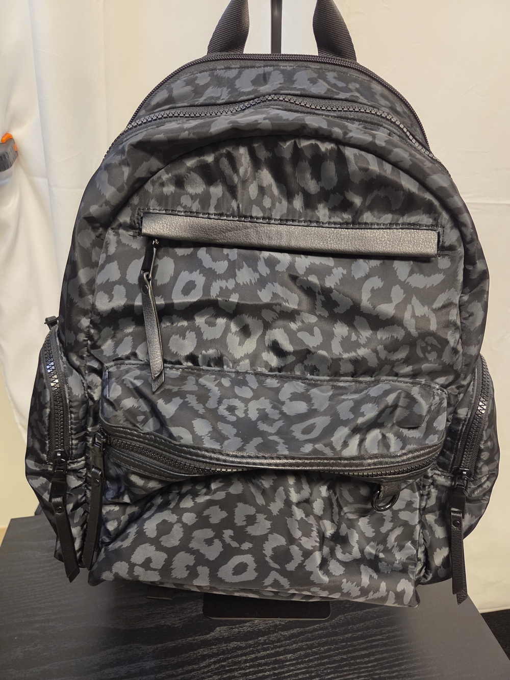 Gray Leopard-Print Backpack - Sleek Everyday Backpack